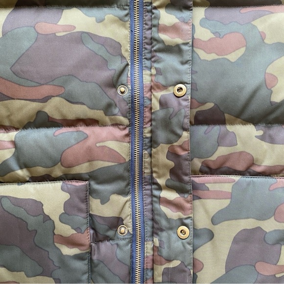 J Crew Crewcuts Down Feather Puffer Jacket Camo Hooded Parka Size 14 - Picture 4 of 12